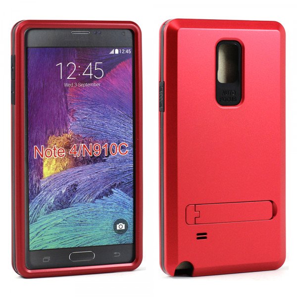 Wholesale Samsung Galaxy Note 4 Strong Armor Hybrid with Stand (Red)